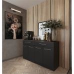 T Designo 160 cm Matcha 4 Kapaklı - 2 Çekmeceli Mutfak Alt Modül - Çok Amaçlı Dolap - Tezgah Dahil - Antrasit