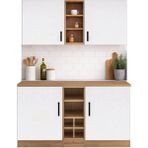 T Designo Ayza 4 Kapaklı Çok Amaçlı Dolap-Mutfak Dolabı-Mikrodalga-Erzak-Airfryer-Kiler Dolabı-Kahve Köşesi - Beyaz - Atlantik Çam