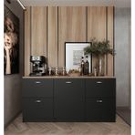 T Designo Badem Mutfak 1 Kapaklı - 4 Çekmeceli Alt Modül - 150 cm - Çok Amaçlı Dolap - Tezgah Dahil - Antrasit