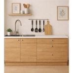 T Designo Barkın Alt Modül-Çok Amaçlı Dolap -160 cm -2 Kapaklı-3 Çekmeceli-Laminat Beyaz Tezgah Dahil - Atlantik Çam