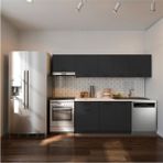 T Designo Debre Modern Tasarımlı Hazır Mutfak Dolabı 260 cm Beyaz Laminat Tezgah ile Bulaşık Makinesi Yeri Mevcut