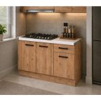 T Designo Lark Mutfak 3 Kapaklı 1 Çekmeceli Mutfak Alt Modül 100 cm - Çok Amaçlı Dolap -Beyaz Laminat Tezgah Dahil - Atlantik Çam