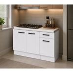 T Designo Lark Mutfak 3 Kapaklı 1 Çekmeceli Mutfak Alt Modül 100 cm - Çok Amaçlı Dolap -Beyaz Laminat Tezgah Dahil