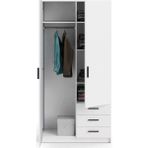 T Designo Mimoza Giyinme Dolabı - Çok Amaçlı Dolap - Gardırop 90 Cm-2 Kapaklı-3 Çekmeceli - Beyaz