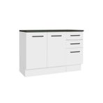 T Designo Prag Mutfak Alt Modül 3 Çekmeceli -2 Kapaklı-120 Cm Beyaz-Tezgah Dahil