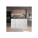 T Designo Rumba Mutfak Adası -5 Çekmeceli 2 Kapaklı Alt Modül- Çok Amaçlı Dolap 140 Cm Tezgah Dahil