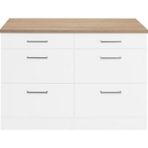 T Designo Tdesigno Ares Mutfak 6 Çekmeceli Alt Modül 120 cm Beyaz Tezgah Dahil