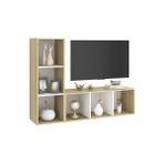 T Designo Tdesıgno Onur Kitaplıklı Televizyon Sehpası - Ünitesi -Kitaplık-Meşe Beyaz 120 cm 6 Raflı - Beyaz Meşe