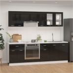 T Designo Tuana Mutfak Dolabı Parlak Siyah Highgloss Malzeme ile 210 cm Modern Tasarım