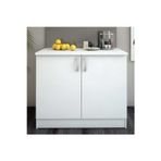 T Designo Zambak Mutfak 2 Kapaklı- Alt Modül -90 Cm - Çok Amaçlı Dolap -Beyaz-Tezgah Dahil