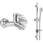 T-may E.c.a Delta Banyo Bataryası + T-May Sardes Mat Inox Oval Borulu Hareketli Sürgülü Duş Seti Üst Takımı - Montaj Dahil Değil