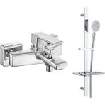 T-may E.c.a Royal Banyo Bataryası + T-May Sardes Mat Inox Kare Borulu Hareketli Sürgülü Duş Seti Üst Takımı - Montaj Dahil Değil