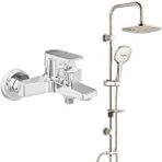 T MAY Eca Dalia Banyo Bataryası+t-may Banyo Ayvacık Elips Tepe Duş Takımı Seti Paslanmaz Krom Gümüş