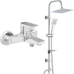 T-may Eca Dalia Banyo Bataryası+T-May Banyo Çam Kare Tepe Paslanmaz Krom Duş Takımı Seti