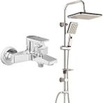 T MAY Eca Dalia Banyo Bataryası+t-may Banyo Sümbül Kare Tepe Duş Takımı Seti Krom Paslanmaz Gümüş
