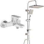 T-may Eca Dalia Banyo Bataryası+T-May Banyo Sümbül Kare Tepe Duş Takımı Seti Krom Paslanmaz