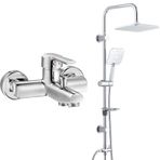 T-MAY ECA Delta Banyo Bataryası+ Banyo Çamlıca Kare Tepe Duş Takımı Seti Paslanmaz Krom
