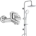 T MAY Eca Delta Banyo Bataryası+t-may Banyo Bostan Oval Tepe Duş Takımı Seti Paslanmaz Krom Gümüş