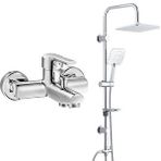 T MAY Eca Delta Banyo Bataryası+t-may Banyo Çamlıca Kare Tepe Duş Takımı Seti Paslanmaz Krom Gümüş