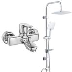 T-MAY ECA Luna Banyo Bataryası+ Banyo Çamlıca Kare Tepe Duş Takımı Seti Paslanmaz Krom