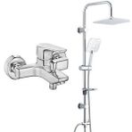 T-may Eca Niobe Banyo Bataryası + T-May Banyo Çamlıca Kare Tepe Duş Takımı Seti Krom Paslanmaz