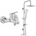 T MAY Eca Spylos Banyo Bataryası+t-may Banyo Belen Kare Tepe Duş Takımı Seti Paslanmaz Krom Gümüş