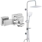 T-MAY ECA Tiera Banyo Bataryası+ Banyo Çamlıca Kare Tepe Duş Takımı Seti Paslanmaz Krom