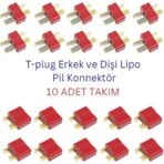T-plug Erkek Dişi Takım Lipo Pil Konnektör 10 Adet