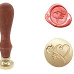 T-shin Vintage Retro Klasik Balmumu Mühür Damgası Sanat El Sanatları Romantik Sembol Balmumu Mühür Metal Damga Düğün Davetiyesi Mektubu için Süslü Selamlar (Altın Gül)