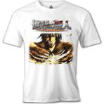 T-Shirt Attack On Titan Beyaz Erkek Tshirt - L