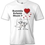 T-Shirt Benimle Evlenir Misin? Beyaz Erkek Tshirt - XXXL