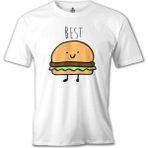 T-Shirt Best Friends - Hamburger Beyaz Erkek Tshirt