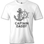 T-Shirt Captain Daddy Beyaz Erkek Tshirt - L