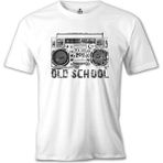 T-Shirt Kaset Çalar - Old School Beyaz Erkek Tshirt - M