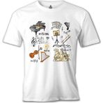T-Shirt Müzik - Akort Beyaz Erkek Tshirt
