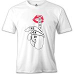 T-Shirt Shut Your Mouth Up Beyaz Erkek Tshirt - XL