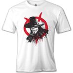 T-Shirt V For Vendetta - Rebel Beyaz Erkek Tshirt - XL