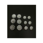 T.T Polnet Button Gümüş Burgulu Taşlı Metalize Plastik Düğme 12 set (6 büyük-6 küçük)