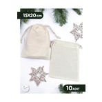 t tuğset etiket Bağcıklı Krem Ham Bez Kese- 15x20 cm 10 adet Takı, Çerez, Kına, Hediyelik Sabun Kesesi- T875