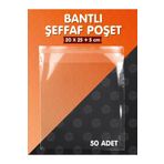 t tuğset etiket Bantlı Şeffaf Poşet (20x25+5cm) 50 Adet Parlak Jelatin Paket Hediye Poşeti - T1019