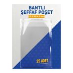 t tuğset etiket Bantlı Şeffaf Poşet (21X45+5cm) 25 Adet Parlak Jelatin Paket Hediye Poşeti -T1558
