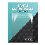 t tuğset etiket Bantlı Şeffaf Poşet (23x30+5cm) 50 Adet Parlak Jelatin Paket Hediye Poşeti - T956
