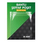 t tuğset etiket Bantlı Şeffaf Poşet (28x37+5cm) 25 Adet Parlak Jelatin Paket Hediye Poşeti - T994