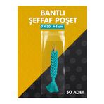 t tuğset etiket Bantlı Şeffaf Poşet (7x20+5 cm) 50 Adet Parlak Jelatin Paket Hediye Poşeti - T1204