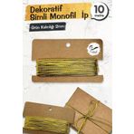 t tuğset etiket Dekoratif Simli Monofil İp 10 Metre (ALTIN-GOLD)Metalik Paket İpi,Süsleme ve Bağlama İpi - T1053