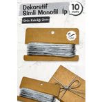 t tuğset etiket Dekoratif Simli Monofil İp 10 Metre (GÜMÜŞ-SİLVER) Metalik Paket İpi,Süsleme ve Bağlama İpi - T1054