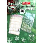 t tuğset etiket Kar Tanesi Desenli Bantlı Yapışkanlı Şeffaf Poşet Jelatin 10x20 Cm 25 adet - T1060