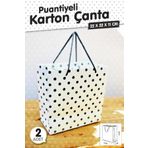 t tuğset etiket Kraft Karton Çanta Kırmızı Kalp Desenli Hediye Paketi Çanta Poşet 2'li 22*22*11cm -T889 Beyaz puanti