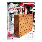 t tuğset etiket Kraft Karton Çanta Kırmızı Kalp Desenli Hediye Paketi Çanta Poşet 2'li 22*22*11cm - T889