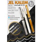 t tuğset etiket Uni-ball Um-153 Signo Broad Roller Kalem (gold,gümüş,beyaz) 1.0 Mm Davetiye Kalem Seti 3 Lü /beyaz